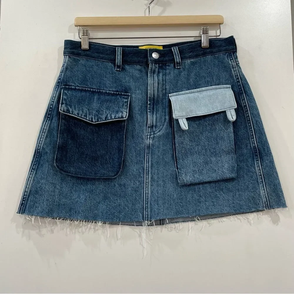 Everlane Cargo Mini Jean Skirt